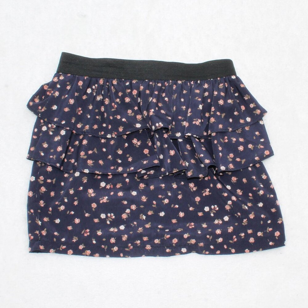 💙🌺Papaya brand elastic waist floral ruffled Boho skirt